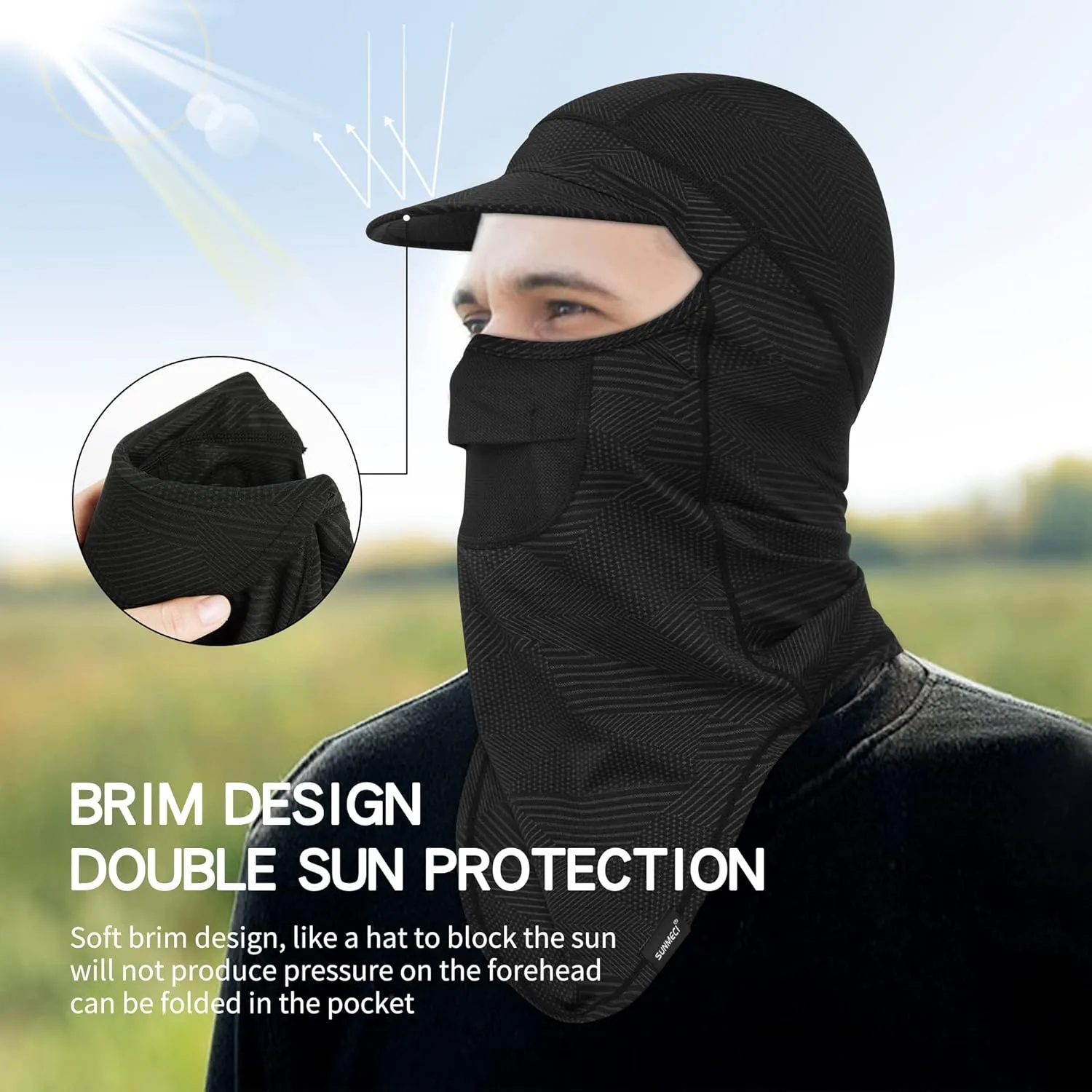 SUNMECI Balaclava Sun Protection Breathable Brim Full Face Mask Cooling Fishing Boating Cycling Sun Mask for Men Women