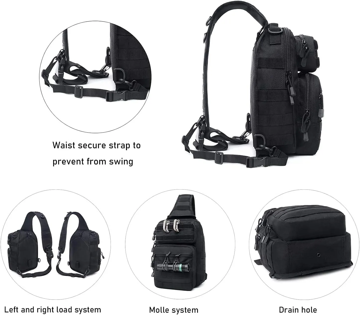 Tactical Sling Bag Pack Military Rover Shoulder Sling Backpack Molle Range Bags Chest Pack Day Pack Diaper Bag (Tan)