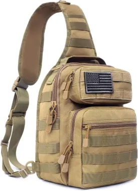 Tactical Sling Bag Pack Military Rover Shoulder Sling Backpack Molle Range Bags Chest Pack Day Pack Diaper Bag (Tan)