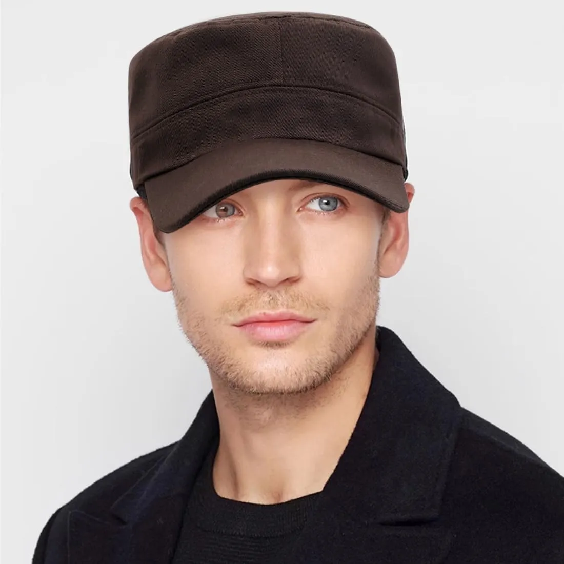 Unisex Cadet Army Cap Flat Top Cap Twill Military Corps Hat for Women Men