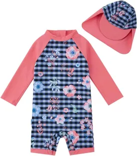 upandfast Baby/Toddler Girls Sunsuit Swimsuit with Snap Bottom UPF 50  Infant One Piece Rashguard Swimwear