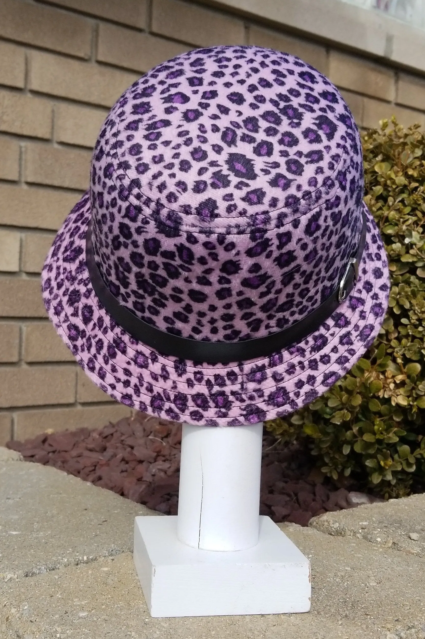 Vintage Inspired Cloche Pink Leopard Print Hat