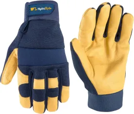 Wells Lamont Men's Leather Palm Work Gloves | Heavy Duty, Form Fitting for Improved Dexterity | Made with Water-Resistant HydraHyde, Blue, Medium (3207M)