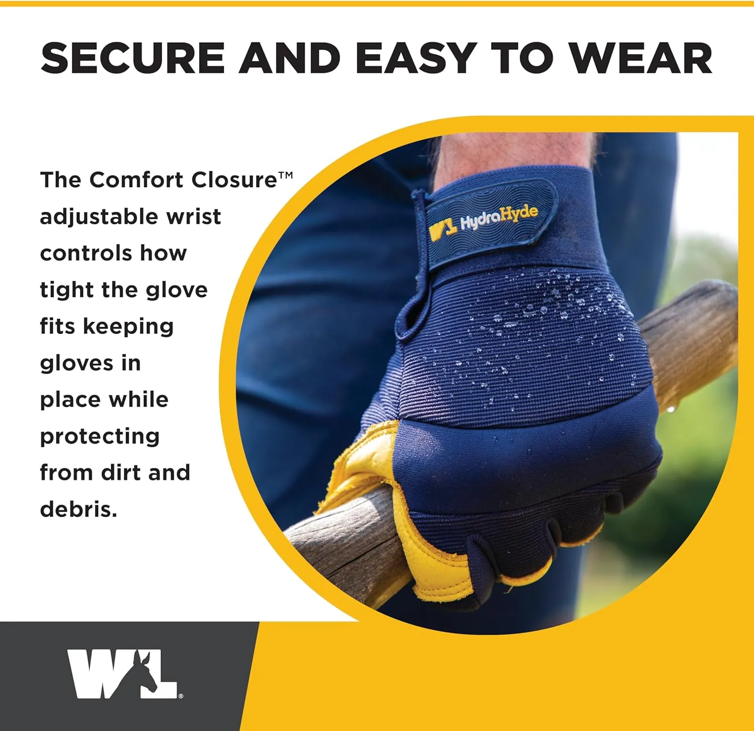 Wells Lamont Men's Leather Palm Work Gloves | Heavy Duty, Form Fitting for Improved Dexterity | Made with Water-Resistant HydraHyde, Blue, Medium (3207M)