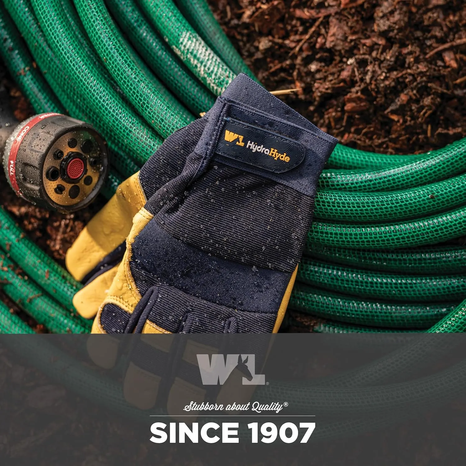 Wells Lamont Men's Leather Palm Work Gloves | Heavy Duty, Form Fitting for Improved Dexterity | Made with Water-Resistant HydraHyde, Blue, Medium (3207M)
