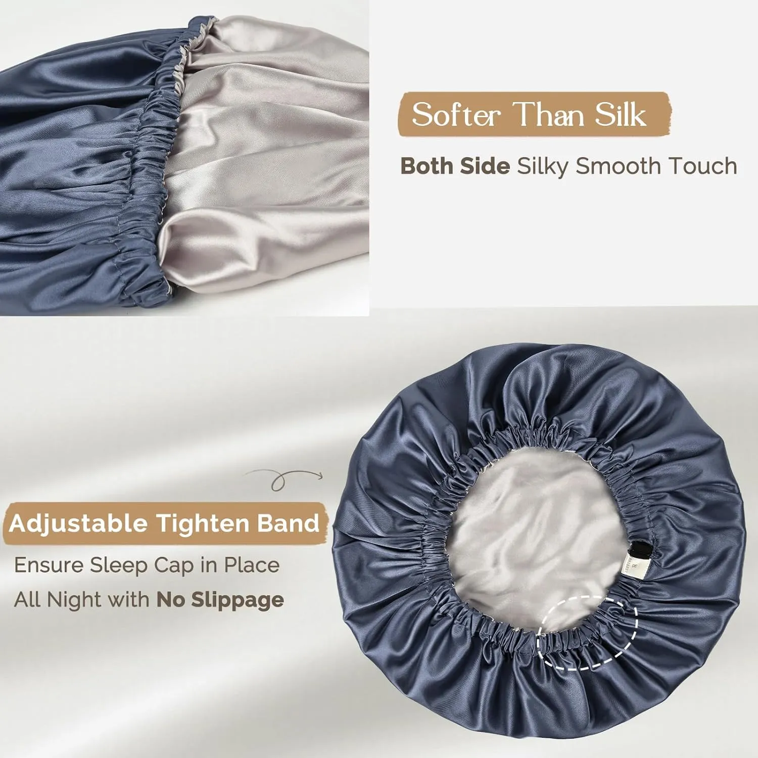 YANIBEST Silk Bonnet Satin Bonnet for Sleeping Women and Men, Adjustable Double Layer Hair Bonnet for Curly Braids Hair