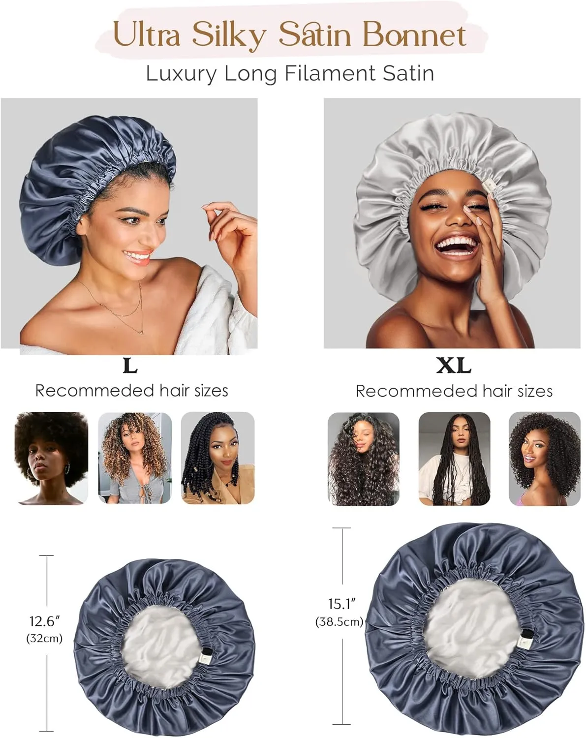 YANIBEST Silk Bonnet Satin Bonnet for Sleeping Women and Men, Adjustable Double Layer Hair Bonnet for Curly Braids Hair