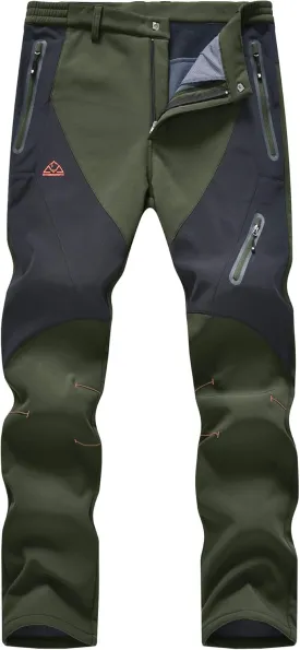 YSENTO Men's Fleece Lined Ski Snow Pants Winter Waterproof Softshell Insulated Hiking Cargo Pants